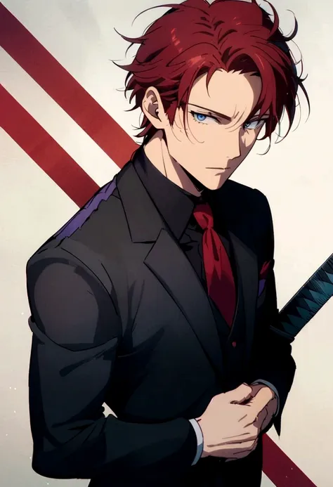 Anime guy in suit and tie with red hair, anime handsome man, cute anime pose  - SeaArt AI