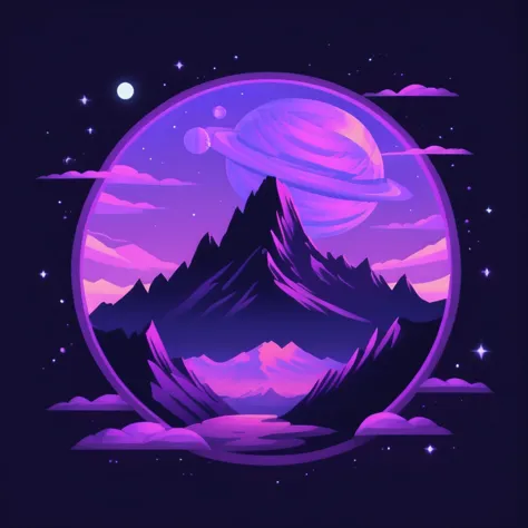 a purple planet behind a mountain