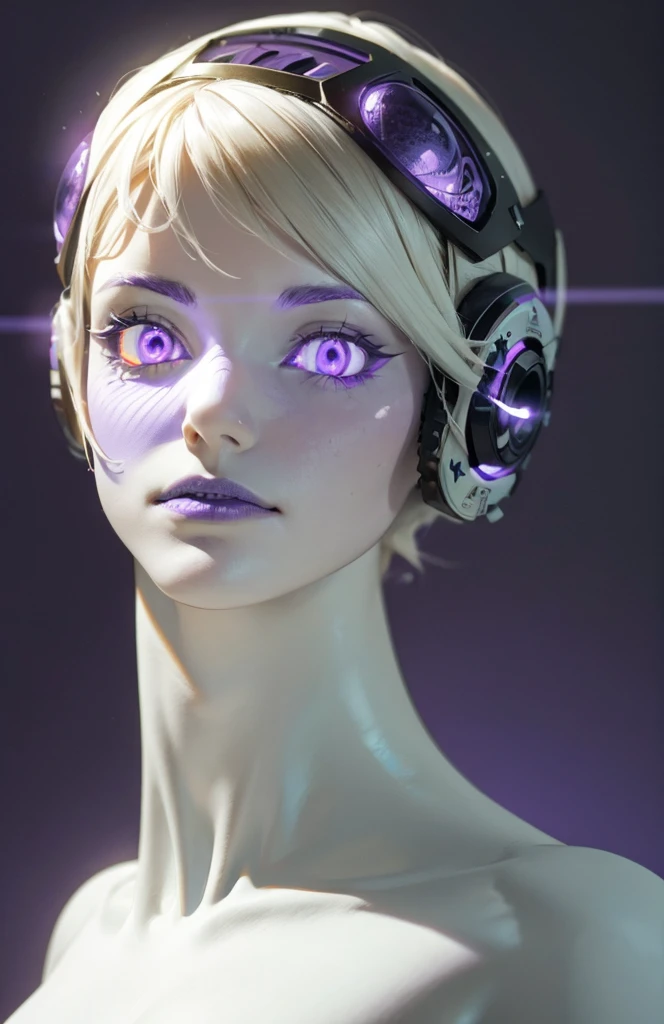 complex 3d render ultra detailed of a beautiful porcelain profile girl android face, angel, robotic parts, 150 mm, beautiful studio soft light, rim light, vibrant details, luxurious cyberpunk, lace, ((glowing purple eyes:1.5)), hyperrealistic, anatomical, facial muscles, cable electric wires, microchip, elegant, beautiful background, octane render, H. R. Giger style, 8k, best quality, masterpiece, illustration, an extremely delicate and beautiful, extremely detailed ,CG ,unity ,wallpaper, (realistic, photo-realistic:1.37),Amazing, finely detail, masterpiece,best quality,official art, extremely detailed CG unity 8k wallpaper, absurdres, incredibly absurdres,  robot, diamond halmet, full body