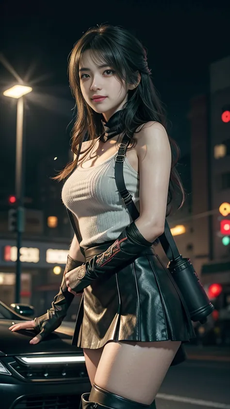 (8K, best quality, masterpiece: 1.2), (Practical, Reality: 1.37), Super Detail, A girl, Lovely, Solitary, (Tifa Lockhart), (Smal...