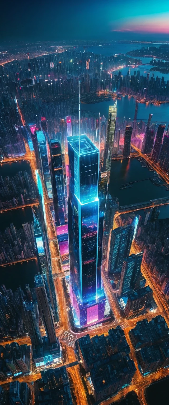 höchste Qualität,(Meisterwerk:1.2),ultrahohe Auflösung,Rohfarbfotos,8K,weite Landschaftsfotografie,Realistische Fotos,Aufwendige Fotos,Nachtansicht vom Himmel,Cyberpunk City,Wolkenkratzer,Projiziertes Hologramm,Tiefe der geschriebenen Grenze,breites Licht,Geringer Kontrast,Hintergrundbeleuchtung,scharfer Fokus,leuchtende Farben,dynamische Komposition,Morgen日,Morgen
