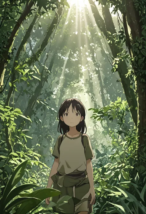 "It depicts a girl living in the natural environment of the jungle.. She wears simple clothes, Practical clothing for life in th...