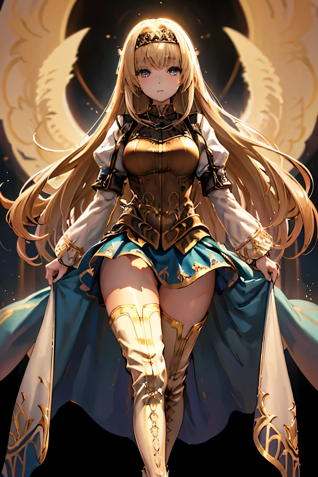 （（（ＳＦＷ、sound、Highest quality、first-clasasterpiece、Normal body、8K、Detailed face、Ultra-precision、Normal hand、Normal finger、５Finger、Highest）））、beautiful girl、Golden blonde;1.4、slender、low length、thin feet、Alisha、Princess、Valkyrie Profile、Fleeting、blush、Dungeons、Steep slope、Slippery slope、Steep slope、seiza、Legs wide、slide、Skirt flipped up、Pure white pants、I can see your pants