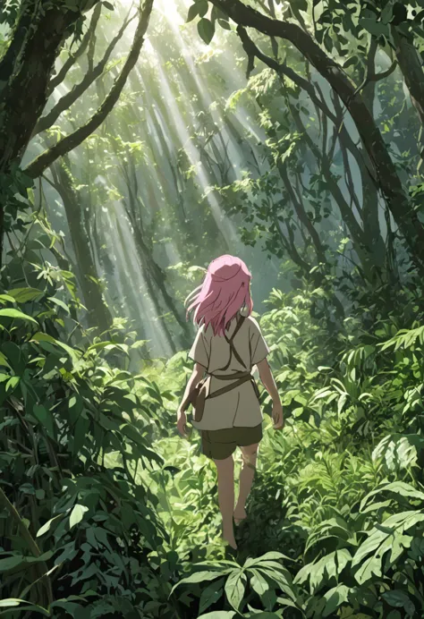 "It depicts a girl living in the natural environment of the jungle.. She wears simple clothes, Practical clothing for life in th...