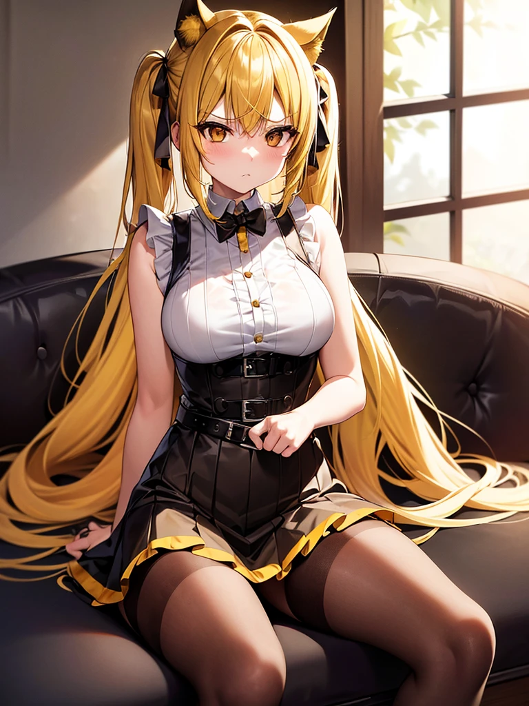 Misa amane, twintails, (brown eyes:1.5), (yellow hair:1.5), sidelocks -  SeaArt AI