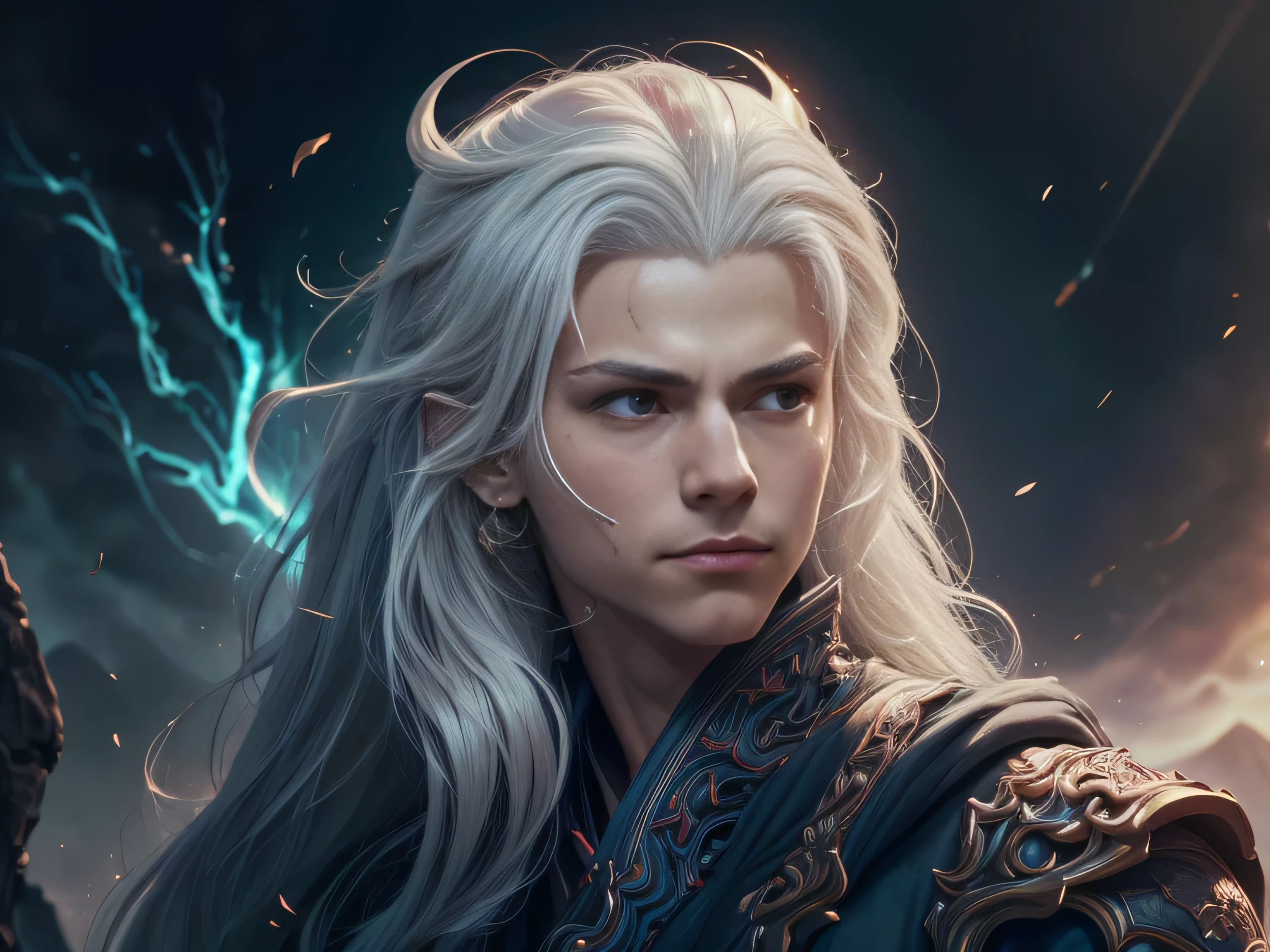 (Best Quality, 8K, Masterpiece, HDR, Soft Lighting, Picture Perfect, Realistic, Vivid), Male Humanoid Dragon (1.0), 1 Guy, Perfect Face, Super Detailed Photo of a Gorgeous Humanoid Dragon Man with Long White Hair, Side by Side lies a white dragon, Beautiful anime fantasy, background blur, anime fantasy, work in the style of Gouves, realism: 1.37, long white hair, plump lips, (Ultra high quality fantasy art), Masterpiece, male model, male character ultra high quality designs, detailed 8k anime art, realistic anime art, highest quality wallpapers, intricate ultra high quality accurate male characters faces, high quality designs and accurate physics (fantasy - ultra high quality art), dark fantasy style), masterpieces, super high quality quality characters, anime resolution - 8K, realistic anime art, wallpapers with the highest quality illustrations, ultra-high detail faces, high-quality design and accurate physics), color, depth of field, shadows, ray tracing, high-quality execution. -high quality and 8K resolution, (Accurate simulation of the interaction of light and materials)], [High-quality hair detail [Read more about beautiful and shiny white hair]], (Beautifully detailed hands [perfect fingers [Perfect nails]]], (perfect anatomy ( perfect proportions)))) [[Full-length]], [Perfect combination of colors (Accurate imitation of the interaction of light and material)], [art that conveys the meaning of the story](modified)