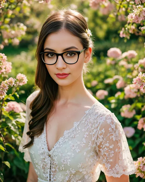 a woman wearing glasses, beautiful detailed eyes, beautiful detailed lips, extremely detailed eyes and face, long eyelashes, ele...