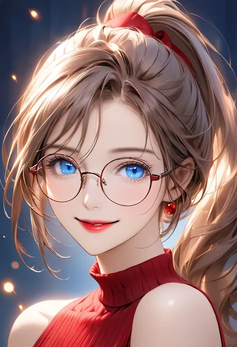portrait of face only, best quality, super fine, 16k, 2.5D, delicate and dynamic depiction, beautiful woman with glasses, short ...
