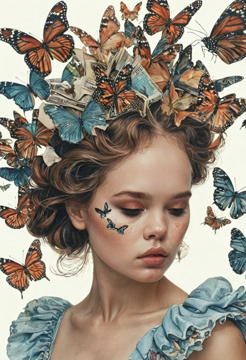 Jordan, ringing, 4K, Human Development Report, Anna Razumovskaya, Kathy Bow, Antonio Mora, Aminola Rezai, Giovanni Bordini, Art, realistic Art.
close up, portrait, Silhouette of woman surrounded by butterflies, Trending on pixabay, Very beautiful dress, cute Artwork, Cinderella, Beautiful shape, polishing, outdoor, Pinterest, stencil, scales, White background, symbol, Oily face, Oily skin,  The picture texture is high, World Photographic Masterpieces, Highly textured film grain, realism,