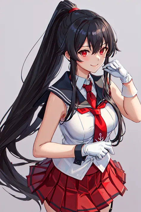 best quality, masterpiece, highres, solo, {yahagi_kantaicollection:1.15}, long_hair, black_hair, ponytail, red_eyes, sidelocks, ...