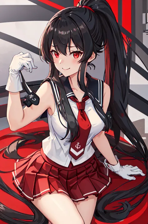 best quality, masterpiece, highres, solo, {yahagi_kantaicollection:1.15}, long_hair, black_hair, ponytail, red_eyes, sidelocks, ...