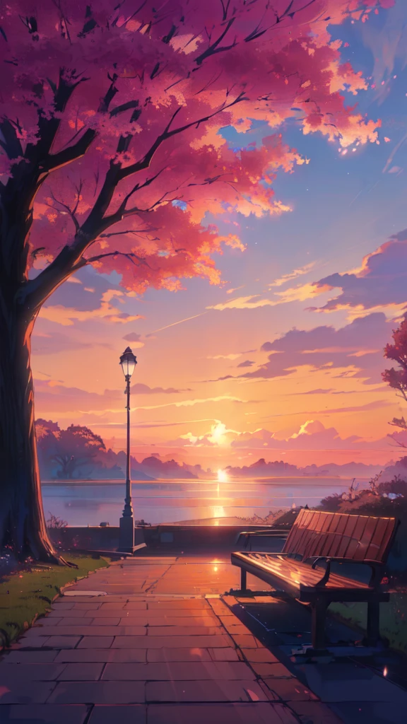 there is a street light that is next to a tree, anime beautiful peace scene, beautiful anime scene, beautiful anime scenery, anime background art, anime art wallpaper 4 k, anime art wallpaper 4k, anime art wallpaper 8 k, beautiful art uhd 4 k, beautiful anime, anime wallpaper 4k, anime wallpaper 4 k, anime scenery, anime landscape wallpaper