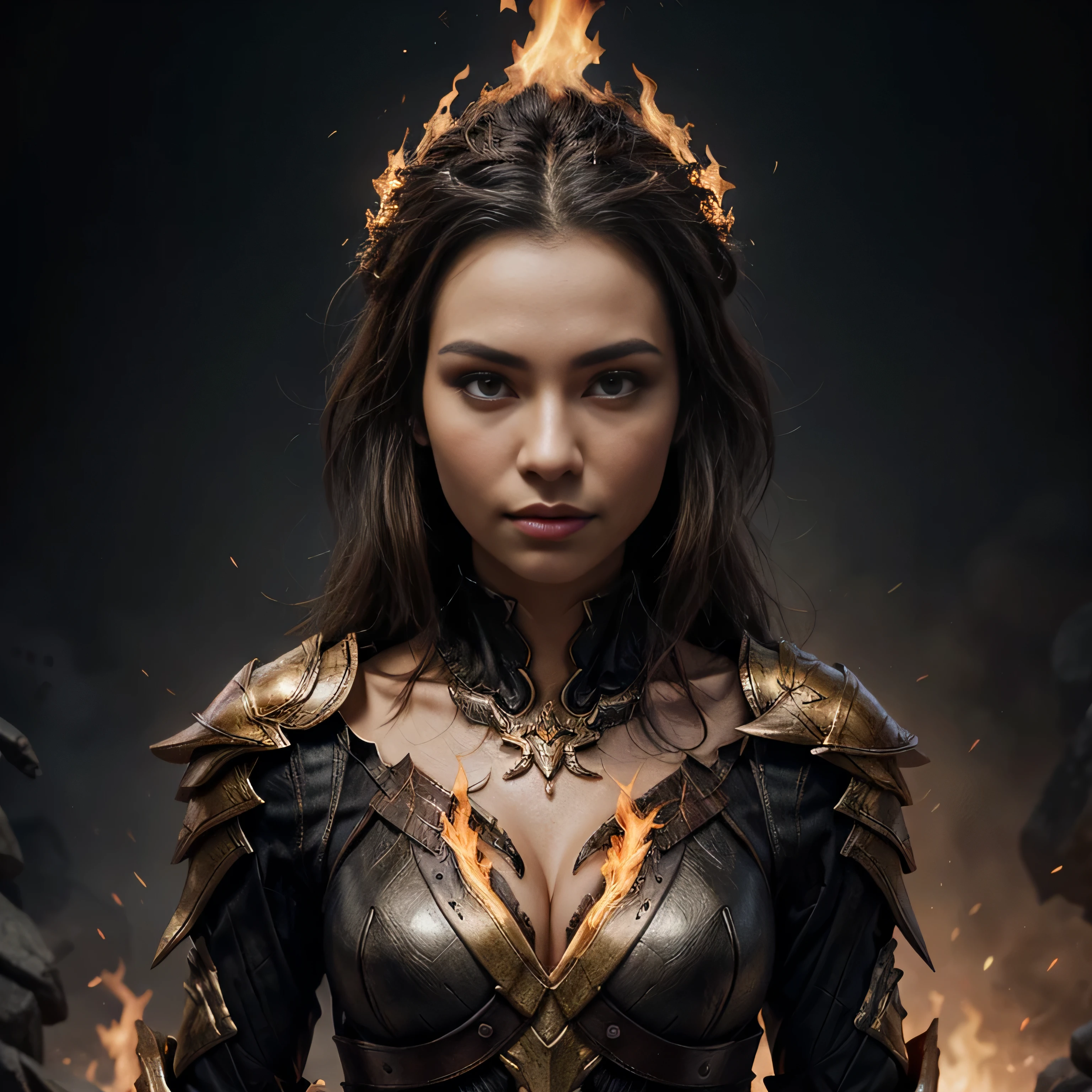 a close up of a woman with a fire and flames on her body, with fiery golden wings of flame, with fiery golden wings, epic fantasy art style, concept art | artgerm, phoenix warrior, extremely detailed artgerm, epic fantasy digital art style, female lord of change, full portrait of elementalist, epic exquisite character art