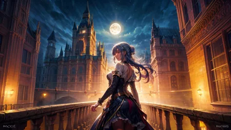 Fantasy art, RPG Art, Princess looking out the window at the magic castle, A beautiful elven princess looks out her window at th...