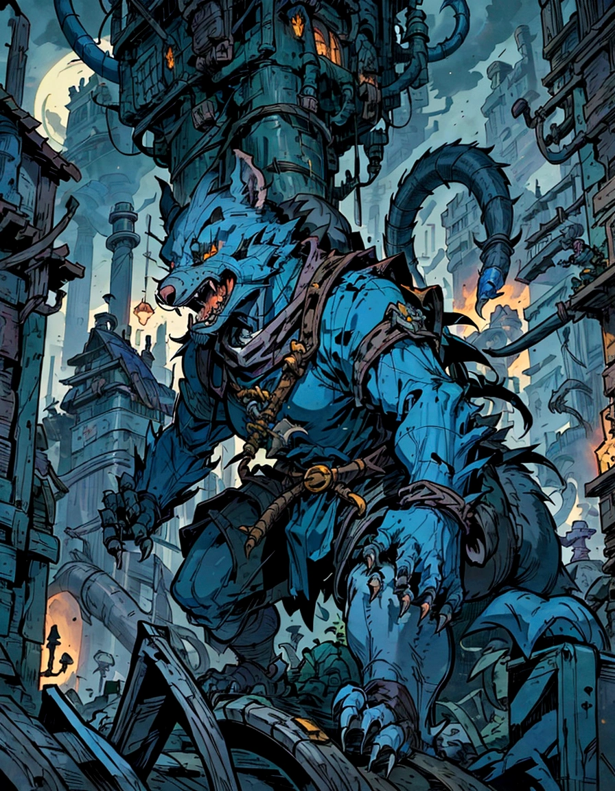 a close up of a rat with a large tail and a big head, anthropomorphic rat, giant rat, giant angry rat, colossal rat, an anthropomorphic gangster rat, from hearthstone, by Pinchus Kremegne