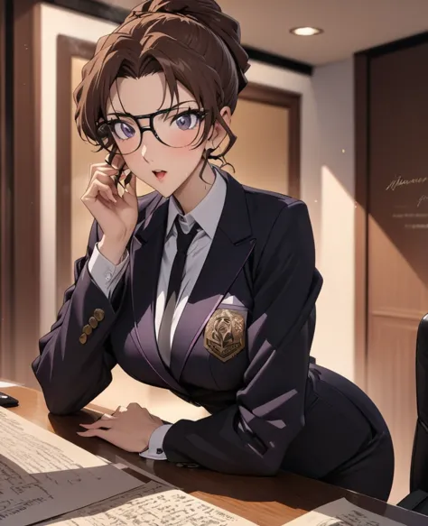 Beautiful lawyer (Highest quality,masterpiece:1.2), Perfect figure, Wearing glasses, Ultra Clear, Super detailed, Depth of writt...