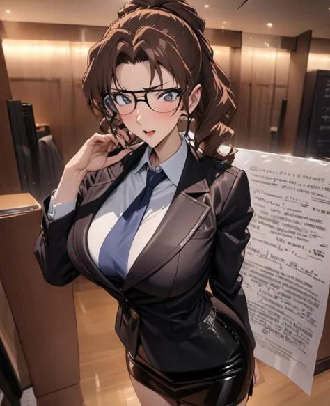 Beautiful lawyer (Highest quality,masterpiece:1.2), Perfect figure, Wearing glasses, Ultra Clear, Super detailed, Depth of writt...