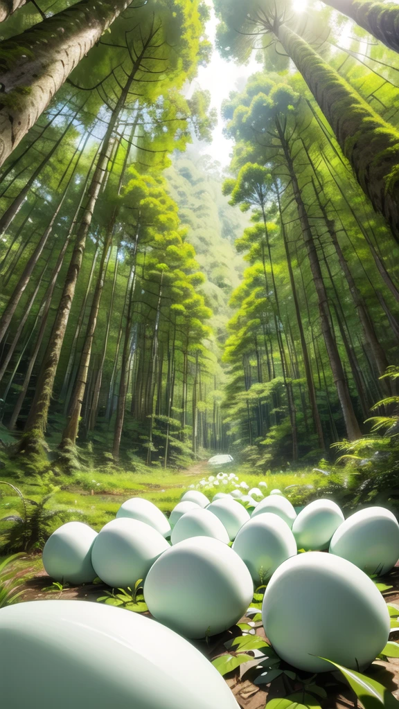 floresta amezon floresta tropical, Grandes ovos brancos no meio da floresta