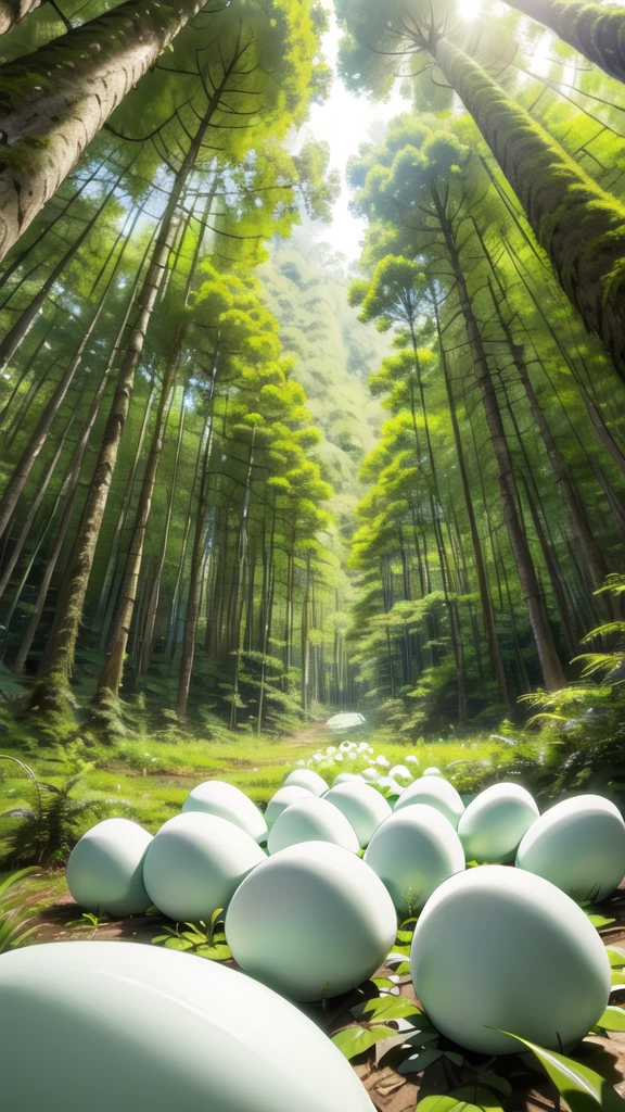 forêt tropicale d&#39;Amezon, Gros œufs blancs au milieu de la forêt