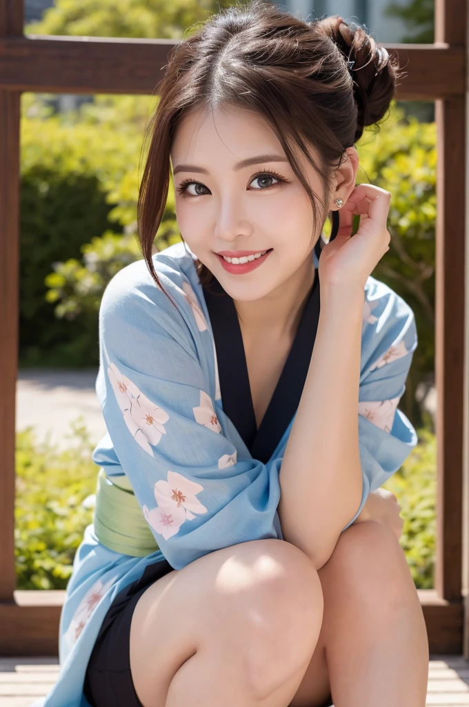 Face :9,1449314384], ulzzang-6500-v1.1, (RAW Photos:1.2), (Photorealistic), Beautiful Mature Woman VN01, Beautiful details, (Genuine: 1.4), Very detailedな目と顔, Beautiful and fine details,  (Japanese Kimono、Elegant Japanese pattern kimono、Komono)、Esbian all over、 (A very loving smile:1.2)、Large file size, High resolution, Very detailed, Highest quality, [masterpiece:1.6], Awareness-raising, Very detailed, Hmph, In detail, Highest quality, 8k wallpaper, Cinema Lighting, One mature woman, 3, Perfect figure, Cute droopy eyes、Beautiful big eyes、((I keep my hair up and short))、 ((masterpiece)), Highest quality, One mature woman, eye shadow, Upper Body, Portraiture, ((Full Body Shot:1.23))、