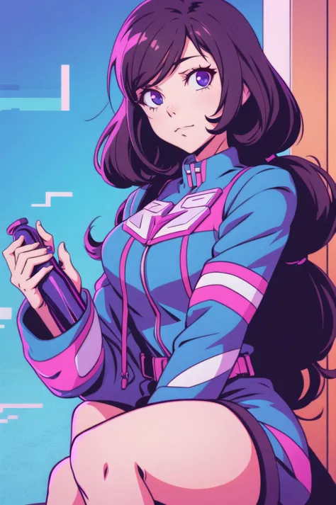 cute synthwave anime girl