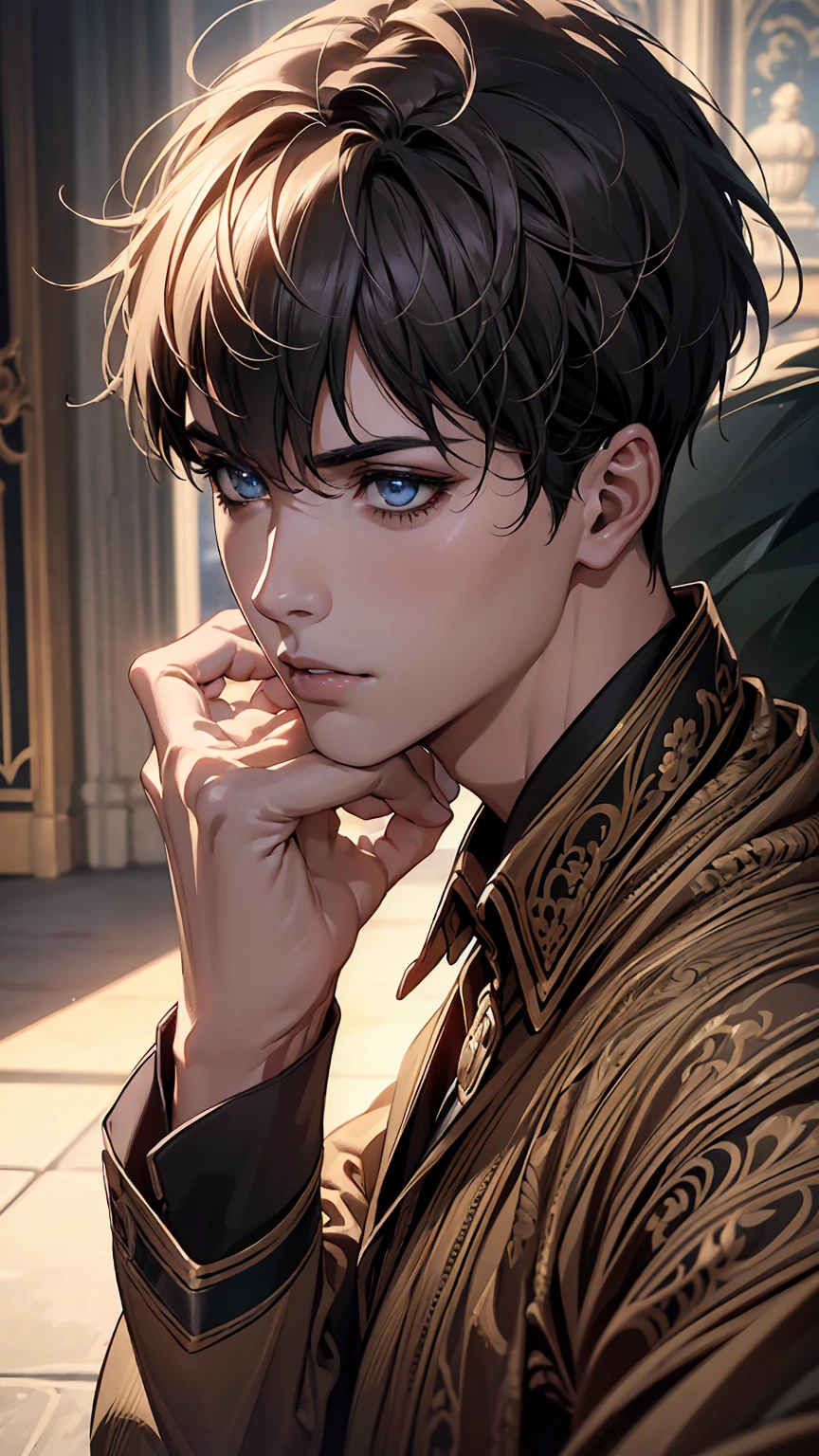 1 boy, masterpiece, beautiful detailed eyes, beautiful detailed lips, extremely detailed face and features, intricate details, hyperrealistic, photorealistic, 8k, detailed lighting, cinematic lighting, dramatic lighting, chiaroscuro, vibrant colors, rich shading, sharp focus, highly detailed, exquisite, digital art, concept art, artstation quality