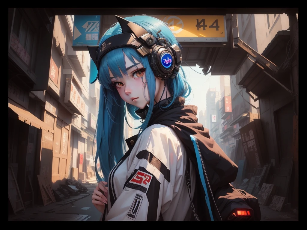 An anime girl with blue hair and a headpiece stands in front of a building, Anime Style 4k, everyone, by Yuumei, Anime style digital art, guweiz on pixiv artstation, Guweiz on ArtStation Pixiv, Gweiz-style artwork, Anime Art Wallpapers 8K, Digital Cyberpunk Anime Art, Heavy