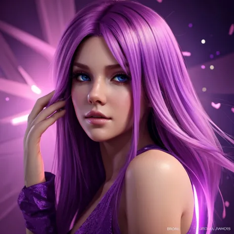 good quality, равное соотношение сторон, beautiful female game character with light-violet hair stuck in texture and trying to g...