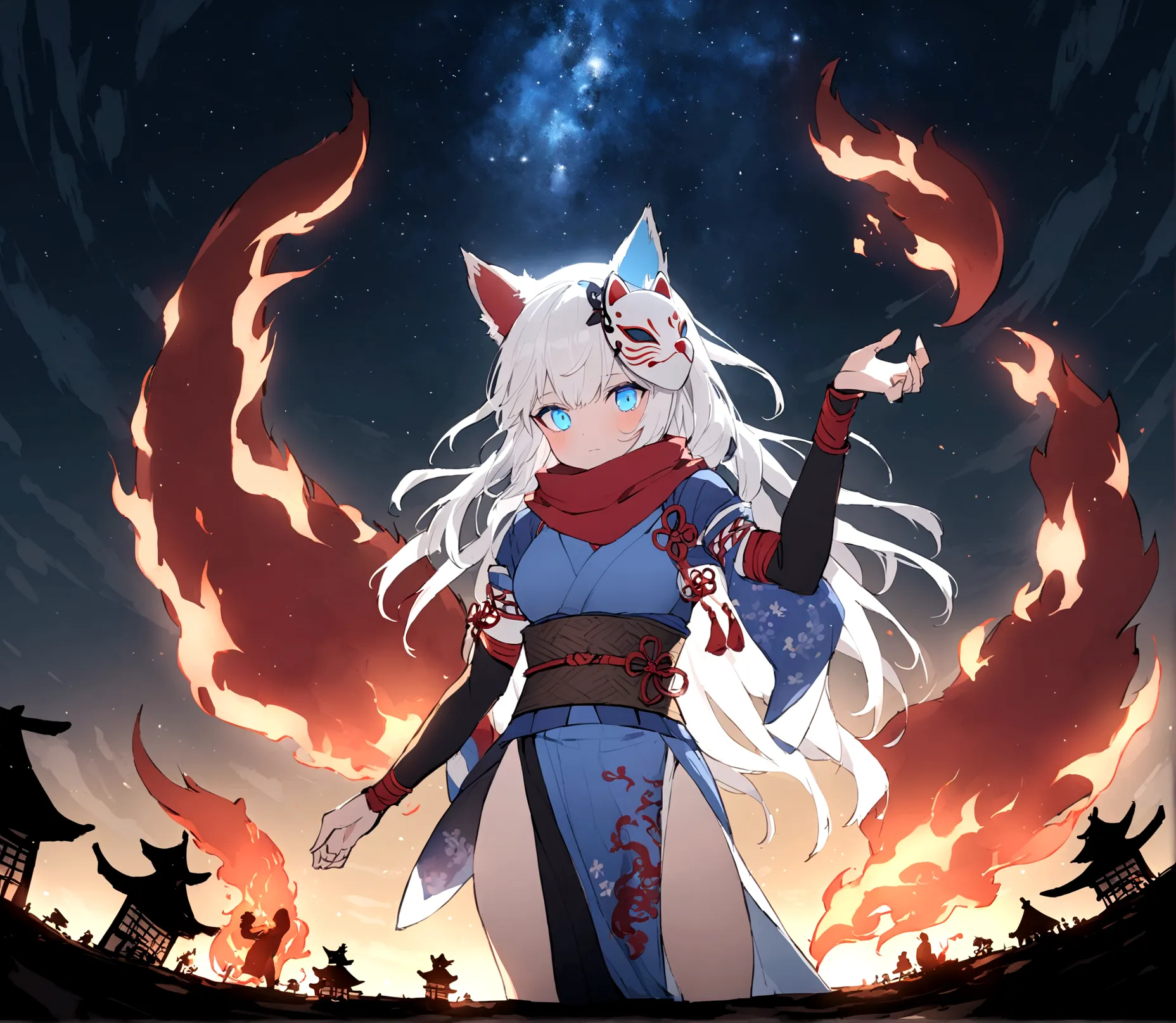 burning flame background、gauntlet、burning fire、staring at me through dark sunglasseasterpiece, best quality:1.2), 1girl, 独奏,wolf...