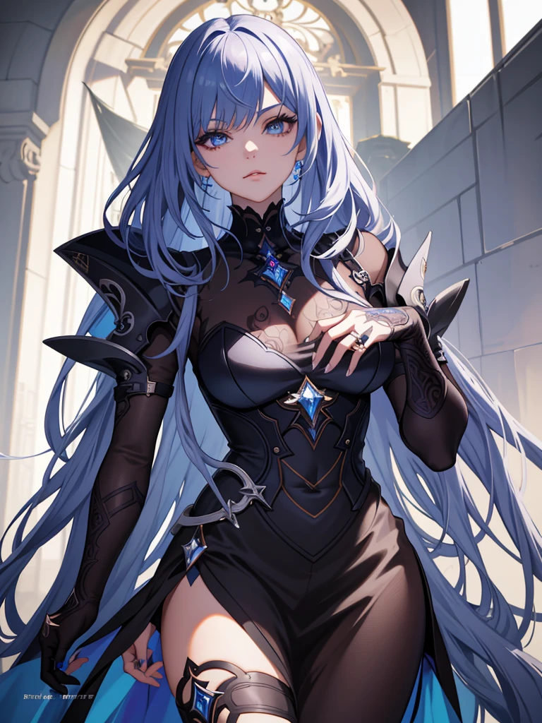 Anime girl with blue eyes and gothic makeup, Detailed digital anime art, Guviz-style artwork, Stunning anime face portrait, wlop rossdraws, 8K high quality detailed art, 4k highly detailed digital art, detailed matte fantasy portrait, rossdraws portrait, Guweiz on ArtStation Pixiv, Fantasy art style, Fanart Meilleure ArtStation，Tattoo removal