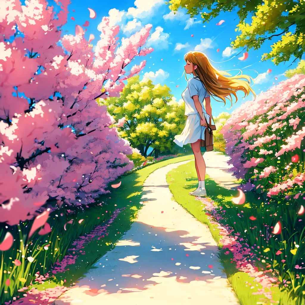 The spring breeze caresses my cheeks　Your presence gives me hope　With the lost love that gave me courage in my heart　Taking a new step, walking the path together with you　Shining