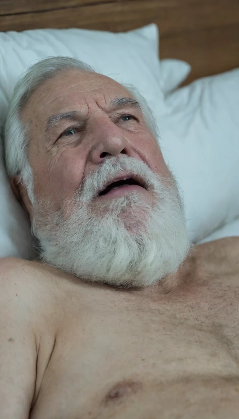 A elderly man 95 years old, naked, (extremely Full long beard - SeaArt AI