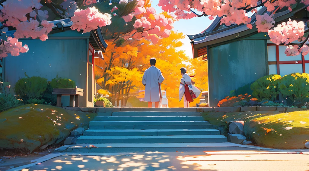 un couple、Un homme et une femme、Sanctuaires japonais、nouvelle année&#39;la visite、kimono、hiver