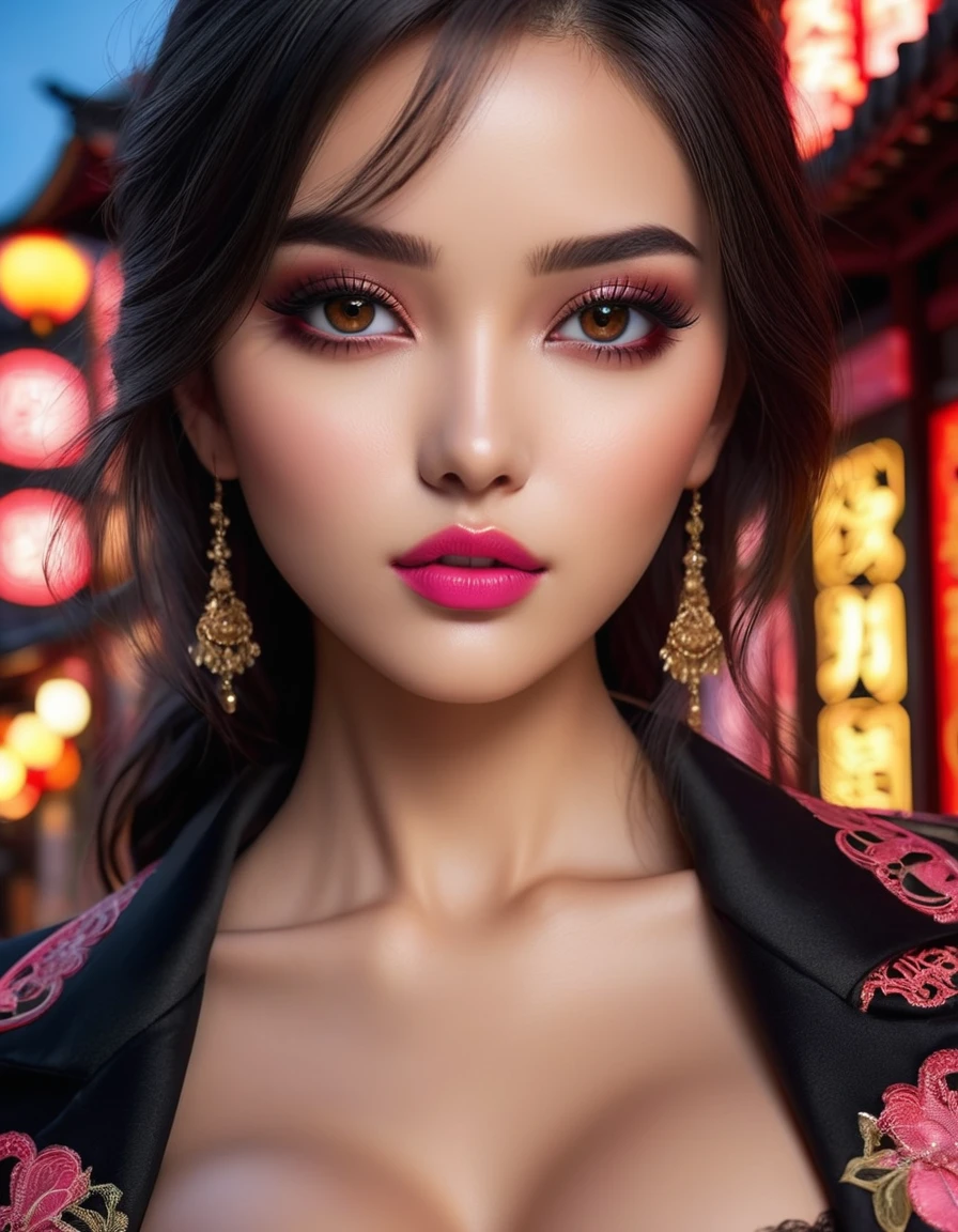 Divide RAtio : 1,1,1 BAse RAtio: photoreAlistic in 32K quAlity, FAntAsy, 艺术的, A delicAte fAiry with mAture feAtures, 嘴唇浮肿, And stunning reAlistic 眼睛, (ultrA Absurd quAlity, extremely detAiled detAil, ultrA resolution, cleAr shArp focus, 不模糊, (ReAlistic brown_眼睛:1.3))), perfect dArk_眼睛hAdows:1.2, A (girl 22-yeAr-old),fAshion supermodel,(best high quAlity reAl texture skin:1.4),(ebony skin femAle),(best quAlity texture hAir:1.4),休息,((blAck hAir (向一侧梳理) IntricAtely detAiled:1.35)),夜晚((外部,in the ChinAtown At 夜晚:1.3)),(best high quAlity:1.4),(soft neon lighting on the fAce And body),(完美比例),(AnAtomicAlly correct),(perfect femAle body:1.4),(firm big full breAsts:1.4),苗条的 fAce,beAutiful cheekbones,((苗条的,肌肉发达的身体:1.3)),(InsAnely beAutiful fAce),(reAlistic fAce),(InsAnely detAiled fAce),((super reAlistic shArp-眼睛)), (ti红色的 And sleepy And sAtisfied:0.0), (close up of A womAn's 眼睛), perfect round 眼睛, finely detAiled pupils,休息,detAiled lips:1.3,(粉色的_mAkeup:1.35),(红色的_口红:1.28),(perfect dArk_眼睛hAdows:1.3),(InsAnely detAiled mAkeup on 眼睛:1.3), iridescent 眼睛, with professionAl mAkeup, vibrAnt 眼睛:1.2, (DetAiled nose:1.2),休息,((InsAnely detAiled 红色的((cut jAcket cute)) weAr:1.24)),smAll heAd:1.4,休息,(long white-blAck lAce dress((lAce-up dress with IntricAtely detAiled:1.3))),(rAndom u%你顶:1.25),exquisite bAlAnce of shAdows,完美构图,(shot Above the knee:1.3),look At the viewer,(从下面:1.3),((露出高高的大腿:1.3)), HAsselblAd, 85毫米焦距/4.0, ( ((牛仔射击:1.3))),
