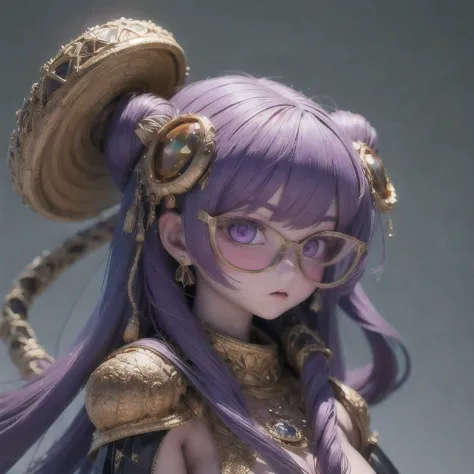 Purple Powder Queen,  wear glasses