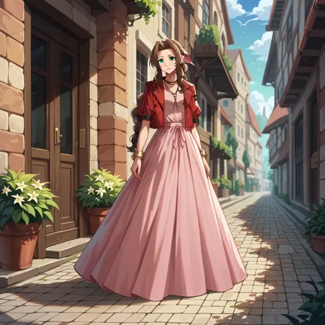 (masterpiece)、(high quality)、Aerith、Long skirt