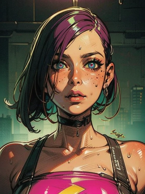 a deadpop girl, beautiful detailed eyes, beautiful detailed lips, extremely detailed eyes and face, long eyelashes, dark makeup, cyberpunk aesthetic, neon punk style, glowing neon lights, dark city background, dramatic lighting, cinematic composition, gritty realistic rendering, hyper detailed, intricate details, 8k, high quality, masterpiece
