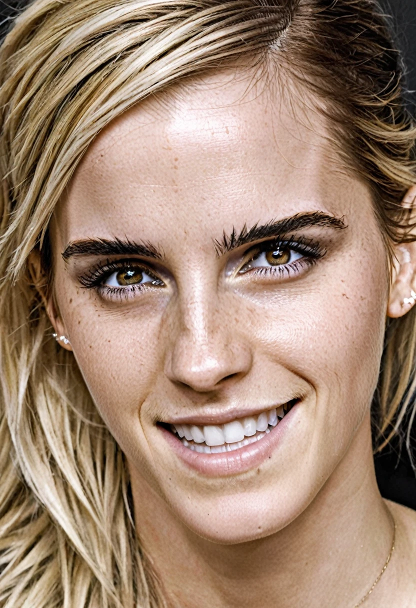 High quality sexy photograph of Emma Watson, long white blonde messi hair -  SeaArt AI