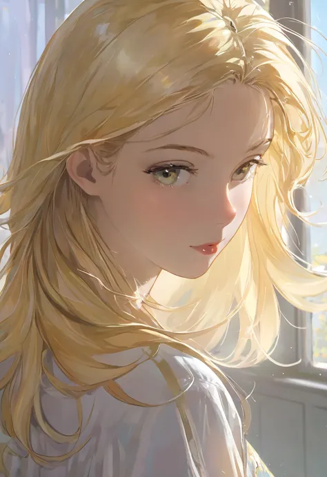 masterpiece , morning , close up , beauty , blonde hair