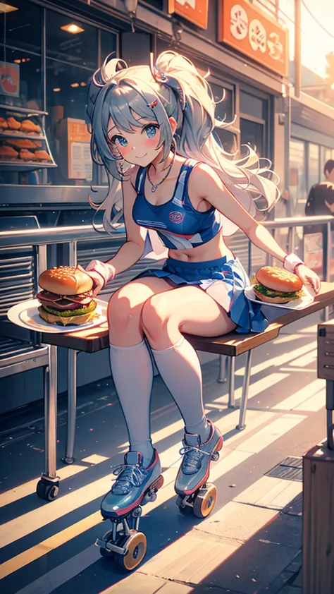 Dressed as a cheerleader、Hamburgers served on silver trays、A girl alone on roller skates。I work at Hooters。