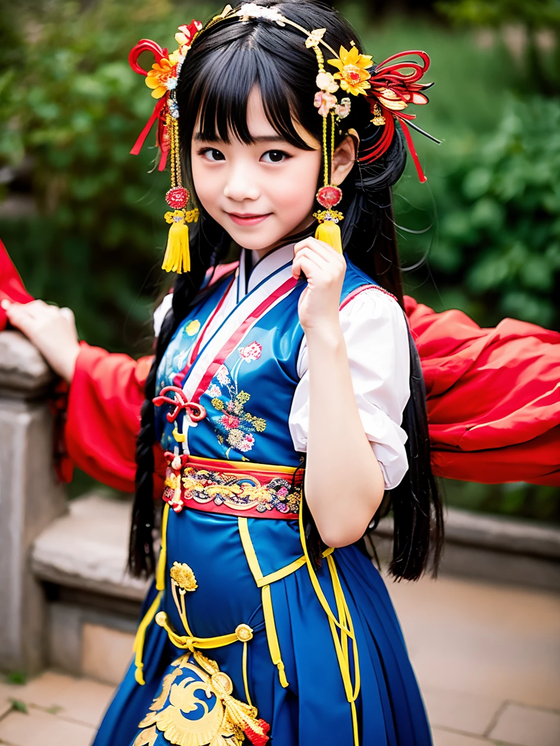 من فضلك اصنع لي فتاة ترتدي الأزياء الصينية التقليدية