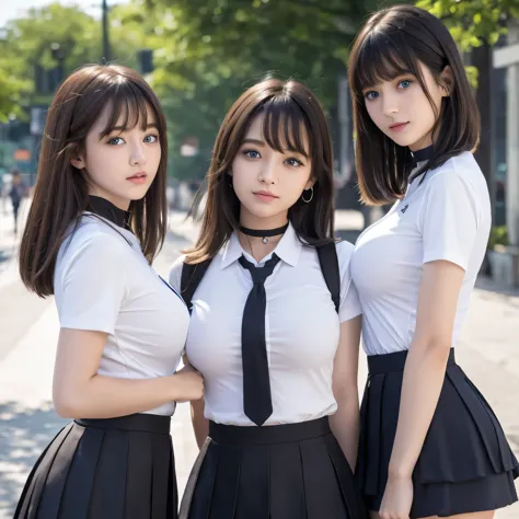 group photo、((layered haircut)),（8k，highest quality），full body shot，shot from medium distances，school classルーム，student，class，cla...