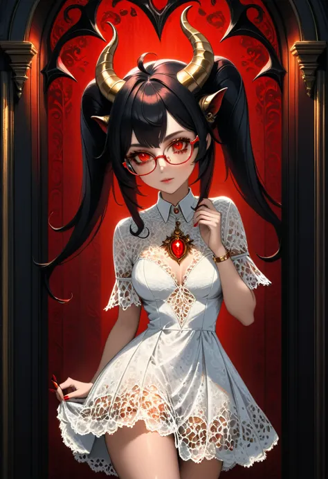 facial portrait, epic good looking succubus wearing a (white lace: 1.2) dress (intense details, Masterpiece, best details: 1.6),...