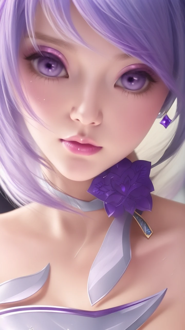 a close up of a woman with purple hair and a sword, portrait knights of zodiac girl, knights of zodiac girl, extremely detailed artgerm, beautiful celestial mage, realistic