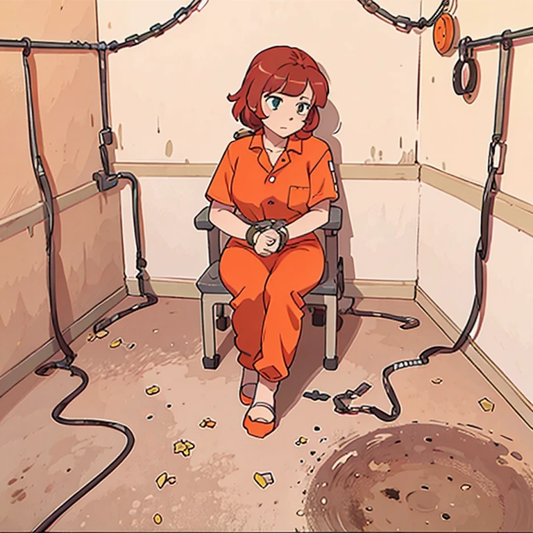 anime girl characters in orange prison uniforms standing in front of a jail cell, in a prison cell, in prison, anime, in jail, queen in a glass prison, prison scene, sitting in a prison, stood in a cell