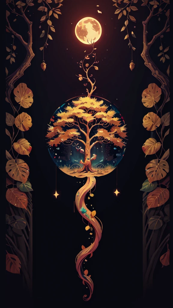 circular tree,four seasons,spring,summer,autumn,winter,leaves,roots,branches,trunk,ornate border,decorative,digital illustration,artwork,movement,time,swirling background,dark background,vibrant colors,natural,life cycle,growth,change,nature,life,peace,harmony,spirituality,symbolism,digital art,illustration,painting,graphic design,art,design,digital media,online art,visual art,fine art,fantasy