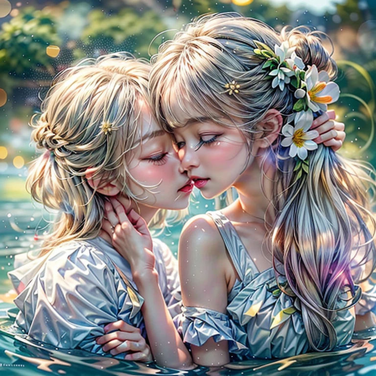 SFW, ((데이비드 해밀턴:1.37, 흰색과 RainbowColors))、매우 상세한 (푸니푸니 오빠이-로리 쌍둥이), 동적 각도), {(((얼굴을 맞대고 키스하기:1.37) 유두 대 유두 세게 누르기))| 축소됨 }、{(강한 바람에 흩날리는 머리카락)|프렌치 브레이드|좋은}, (8K 최고 품질 걸작:1.2)((Photo-현실적인:1.37)), { 코다크롬 | 현실적인 | photo현실적인 | 날것의 }  부서지다  (((상세한 KAWAII 얼굴 변형))), 디테일한 래디언트 펄스킨, 부드러운 음영, (((소프트 포커스, 보케))), 부드러운 조명, ((교복)), {꽃들|꽃 화환|웃다|즐거운|즐거운|다양한 종류의 머리 색깔}、{(가벼운 입자:1.2)|(렌즈 플레어)|(발광 입자:0.6)}, (((호수 바로 머리 위))), {반짝이는 호수 표면|물이 튀다|날이 새기 전에|매직아워|아침 놀|흐린|안개|(눈부신 색깔 지평선)}, (((숨겨진손))) . 피치피치