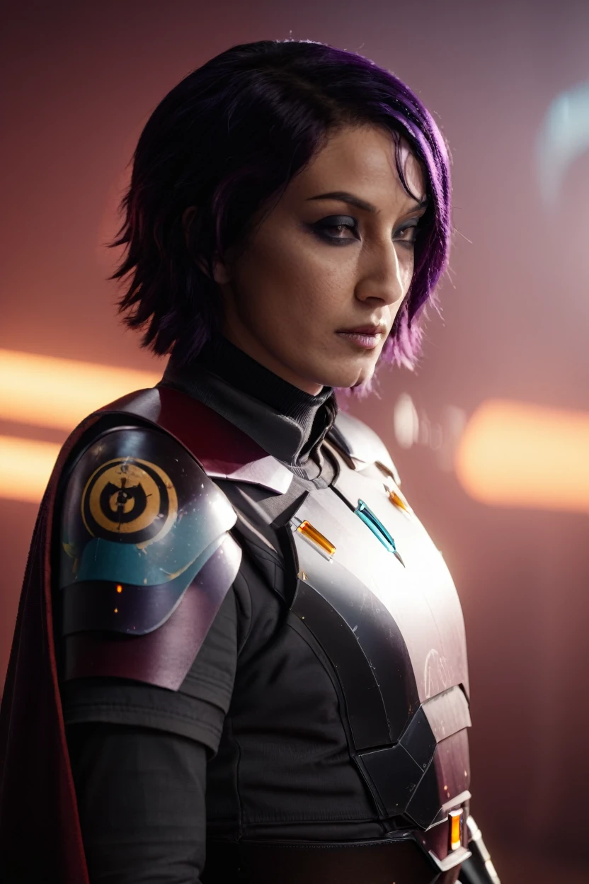 cinematic photo sabine wren wearing armor at observatory. 35mm photograph, film, bokeh, professional, shot by david lachapelle, 4k, highly detailed