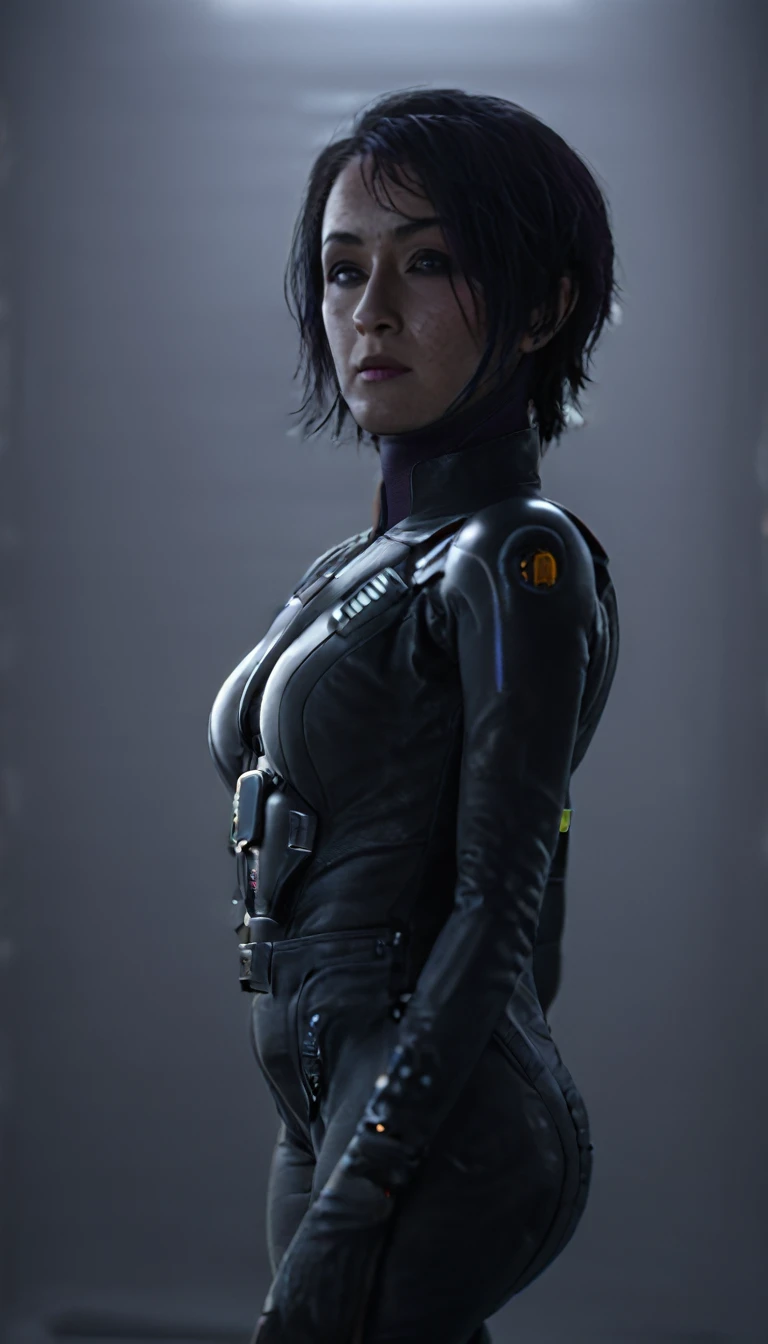 professional 3d model Cinematic scene, sabine wren, HUGE BREASTS, Ghost in the Shell, detailed background, masterpiece, best quality, high quality, highres, absurdres . octane render, highly detailed, volumetric, dramatic lighting