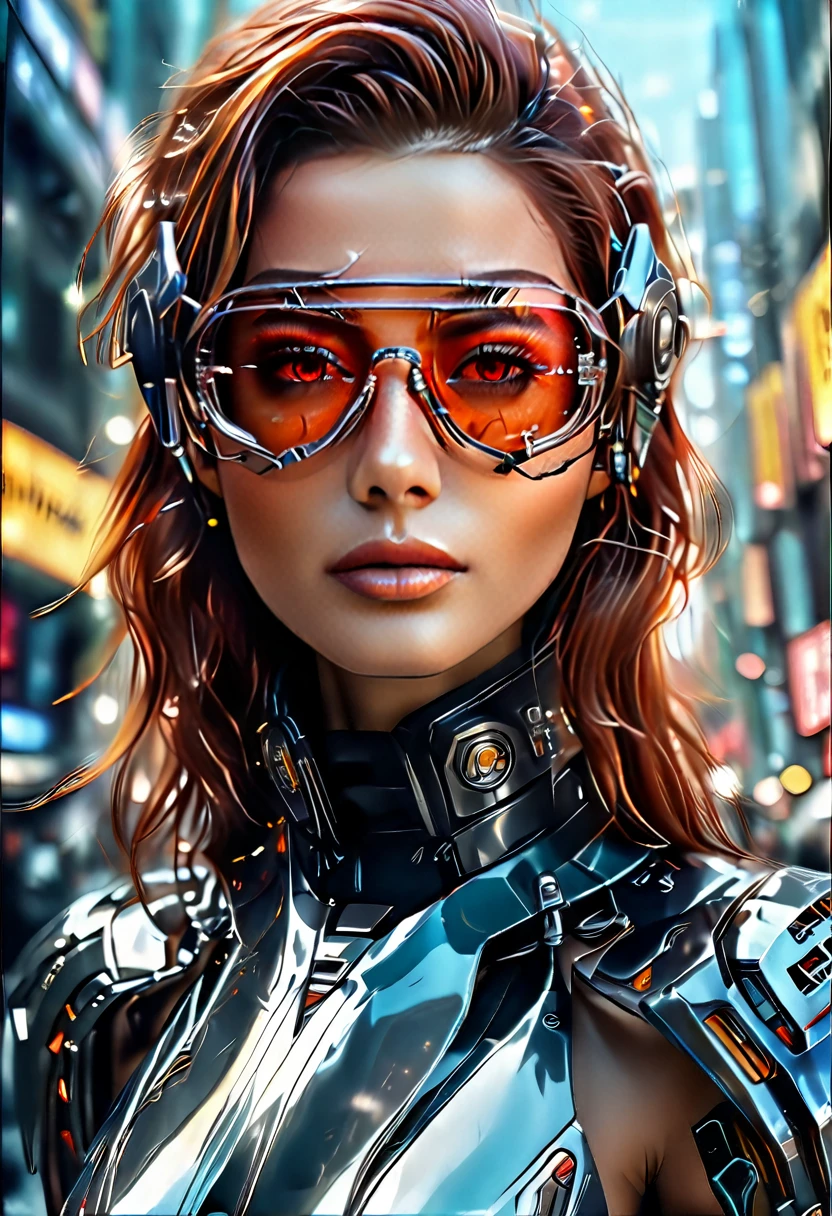 Arafed a picture of a human female spy, wearing dark suit, wearing ((mecha glasses: 1.5))exquisite beautiful female, dynamic eye color, dynamic hair color, dynamic hair style, glasses has intricate mechanical part in it, high society gala event background, (Masterpiece: 1.5),  Vibrant, Ultra-high resolution, High Contrast, masterpiece:1.2, highest quality, Best aesthetics), best details, best quality, highres, ultra wide angle, 16k, [ultra detailed], masterpiece, best quality, (extremely detailed), Mechanical Creatures